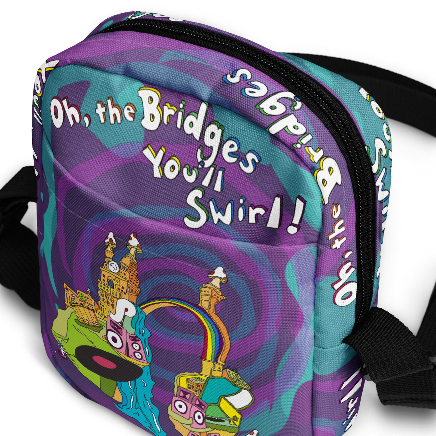 Oh the Bridges You'll Swirl Crossbody Bag